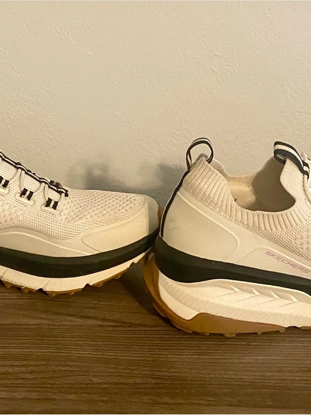 Skechers Sport Adventure Women’s Slip-On Sneakers in Cream with Black Accents